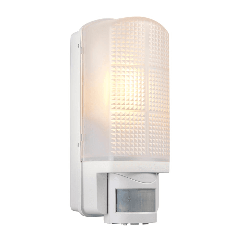 Motion PIR Exterior White Wall Light with Frosted Polycarbonate Diffuser IP44 48740