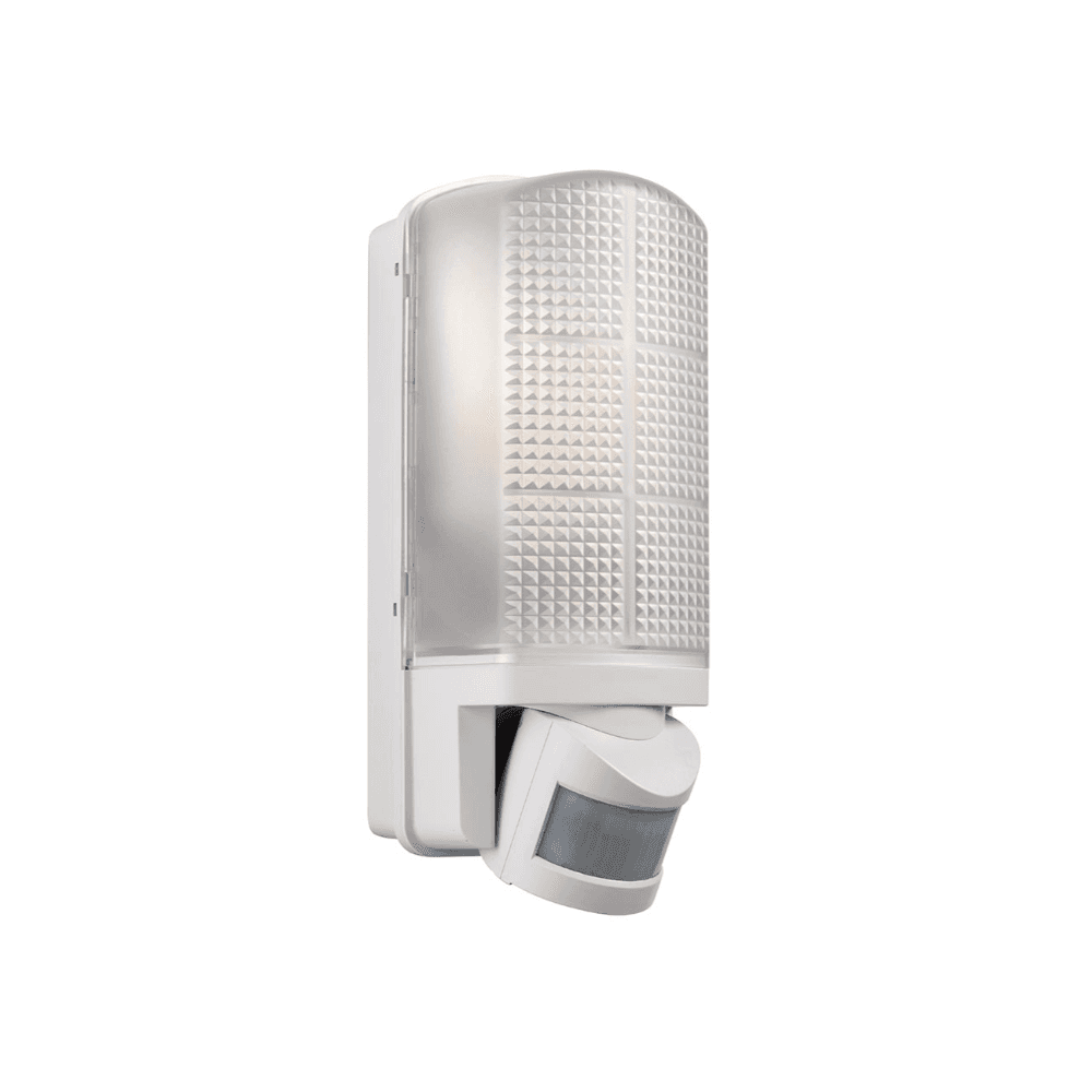 Motion PIR Exterior White Wall Light with Frosted Polycarbonate Diffuser IP44 48740