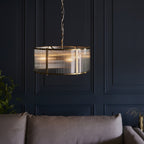 Ridgeton 3 Light Ceiling Pendant Light In Antique Brass With Ribbed Glass 106282