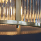 Ridgeton 3 Light Ceiling Pendant Light In Antique Brass With Ribbed Glass 106282