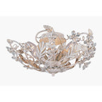 SF05305/AW Antique White Flush Crystal & Metal Ceiling Light