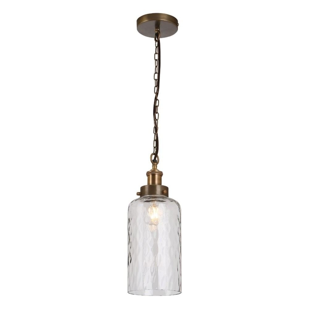 Vigo Modern Ceiling Pendant Light With Dimpled Clear Glass Shade VIG0175
