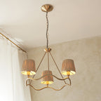 Wriggle 3 Light Ceiling Pendant In Aged Brass Finish With Raffia Shades 114213