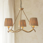 Wriggle 3 Light Ceiling Pendant In Aged Brass Finish With Raffia Shades 114213