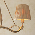 Wriggle 3 Light Ceiling Pendant In Aged Brass Finish With Raffia Shades 114213