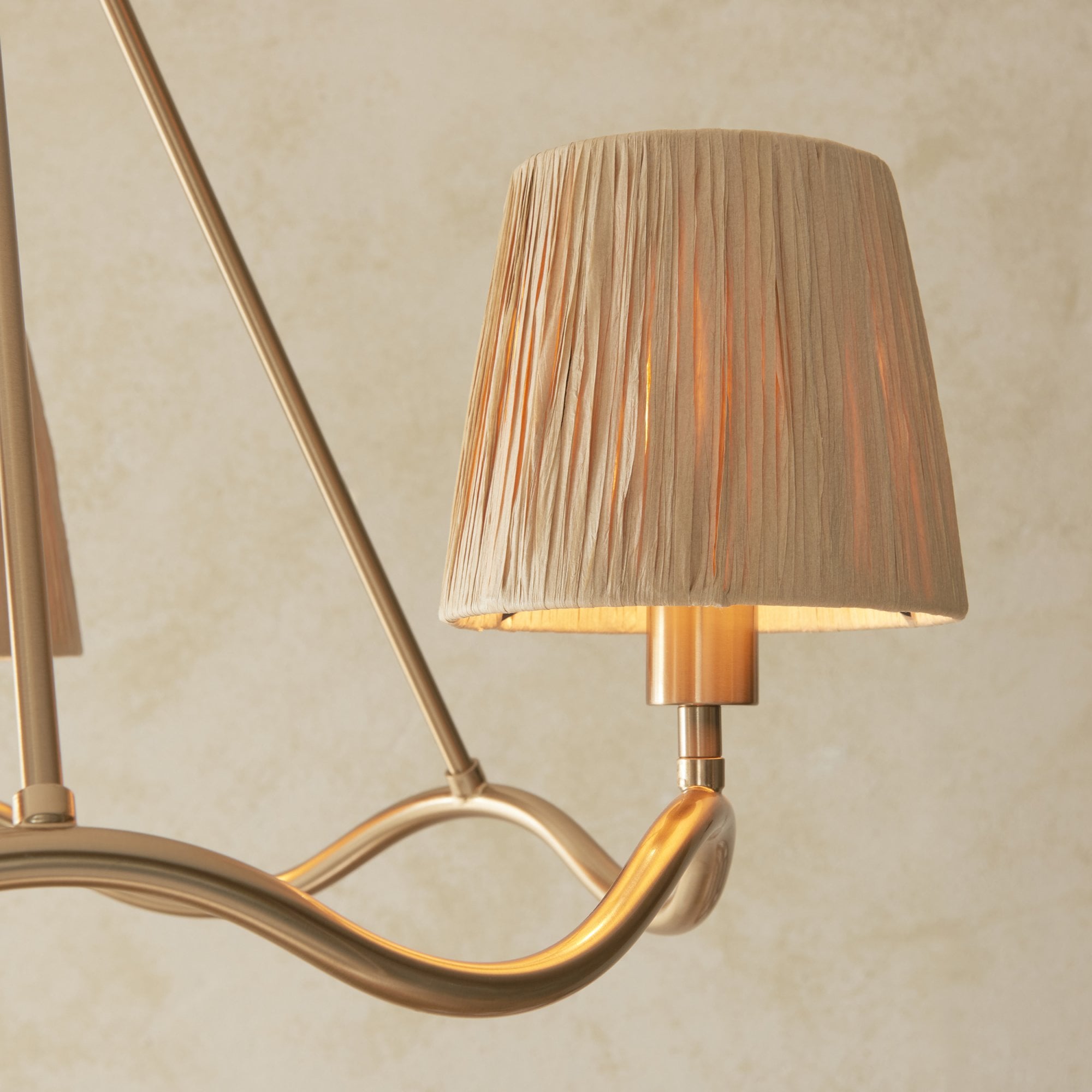 Wriggle 3 Light Ceiling Pendant In Aged Brass Finish With Raffia Shades 114213