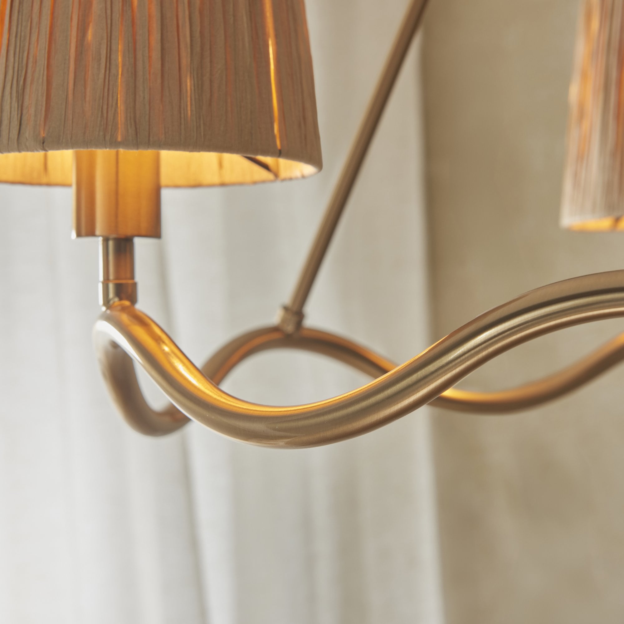 Wriggle 3 Light Ceiling Pendant In Aged Brass Finish With Raffia Shades 114213