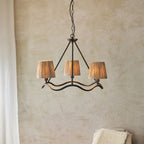 Wriggle 3 Light Ceiling Pendant In Matt Brass Finish With Raffia Shades 114212