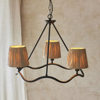 Wriggle 3 Light Ceiling Pendant In Matt Brass Finish With Raffia Shades 114212