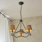 Wriggle 3 Light Ceiling Pendant In Matt Brass Finish With Raffia Shades 114212