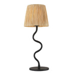 Wriggle Table Lamp In Matt Black Finish With Raffia Shade 100958