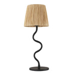 Wriggle Table Lamp In Matt Black Finish With Raffia Shade 100958