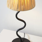 Wriggle Table Lamp In Matt Black Finish With Raffia Shade 100958