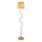 Wriggle Floor Lamp In Aged Brass Finish With Raffia Shade 114224