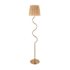 Wriggle Floor Lamp In Aged Brass Finish With Raffia Shade 114224