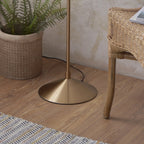 Wriggle Floor Lamp In Aged Brass Finish With Raffia Shade 114224