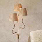 Wriggle 3 Light Floor Lamp In Aged Brass Finish With Raffia Shades 114222