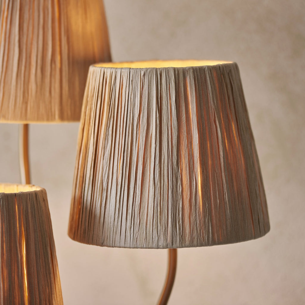 Wriggle 3 Light Floor Lamp In Aged Brass Finish With Raffia Shades 114222