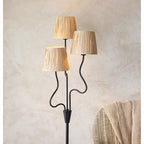 Wriggle 3 Light Floor Lamp In Matt Black Finish With Raffia Shades 114221