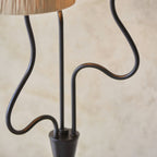 Wriggle 3 Light Floor Lamp In Matt Black Finish With Raffia Shades 114221
