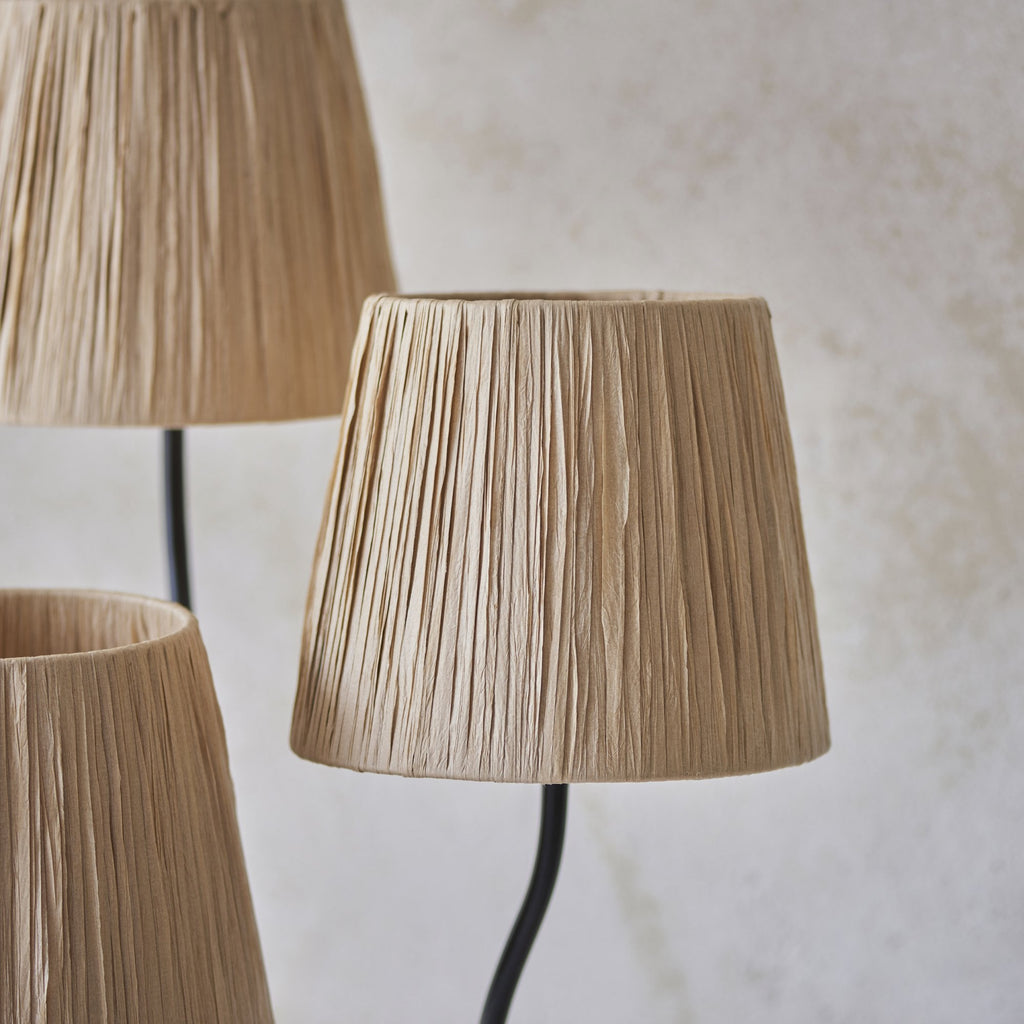 Wriggle 3 Light Floor Lamp In Matt Black Finish With Raffia Shades 114221