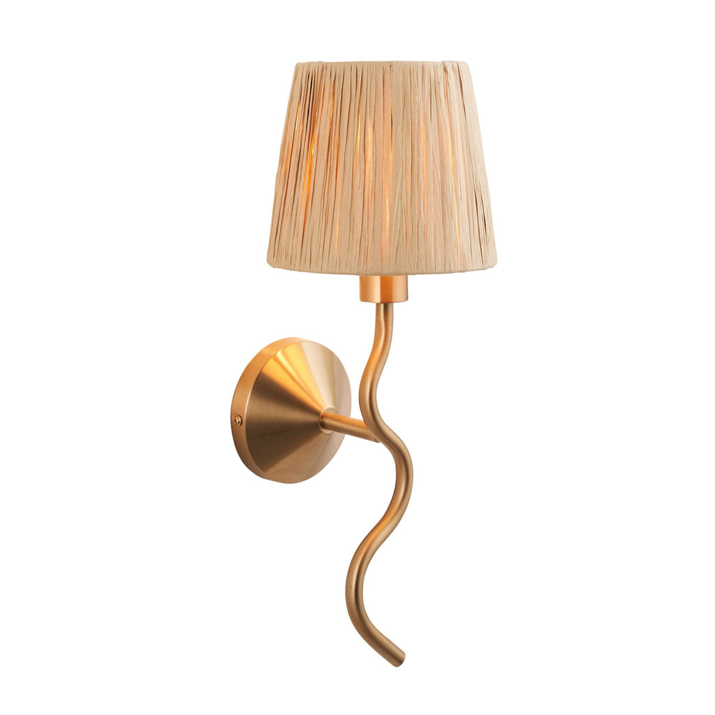 Wriggle Wall Light In Aged Brass Finish With Raffia Shade 114227