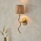 Wriggle Wall Light In Aged Brass Finish With Raffia Shade 114227