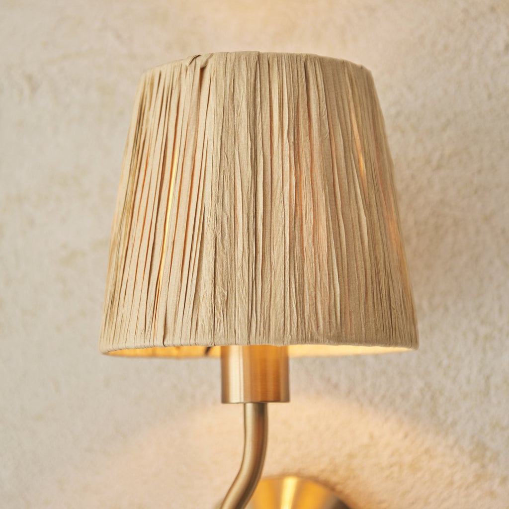 Wriggle Wall Light In Aged Brass Finish With Raffia Shade 114227