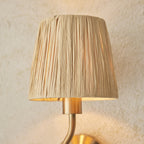 Wriggle Wall Light In Aged Brass Finish With Raffia Shade 114227