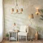 Wriggle Wall Light In Aged Brass Finish With Raffia Shade 114227