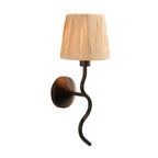 Wriggle Wall Light In Matt Black Finish With Raffia Shade 114226