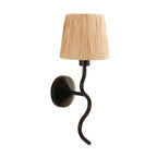 Wriggle Wall Light In Matt Black Finish With Raffia Shade 114226