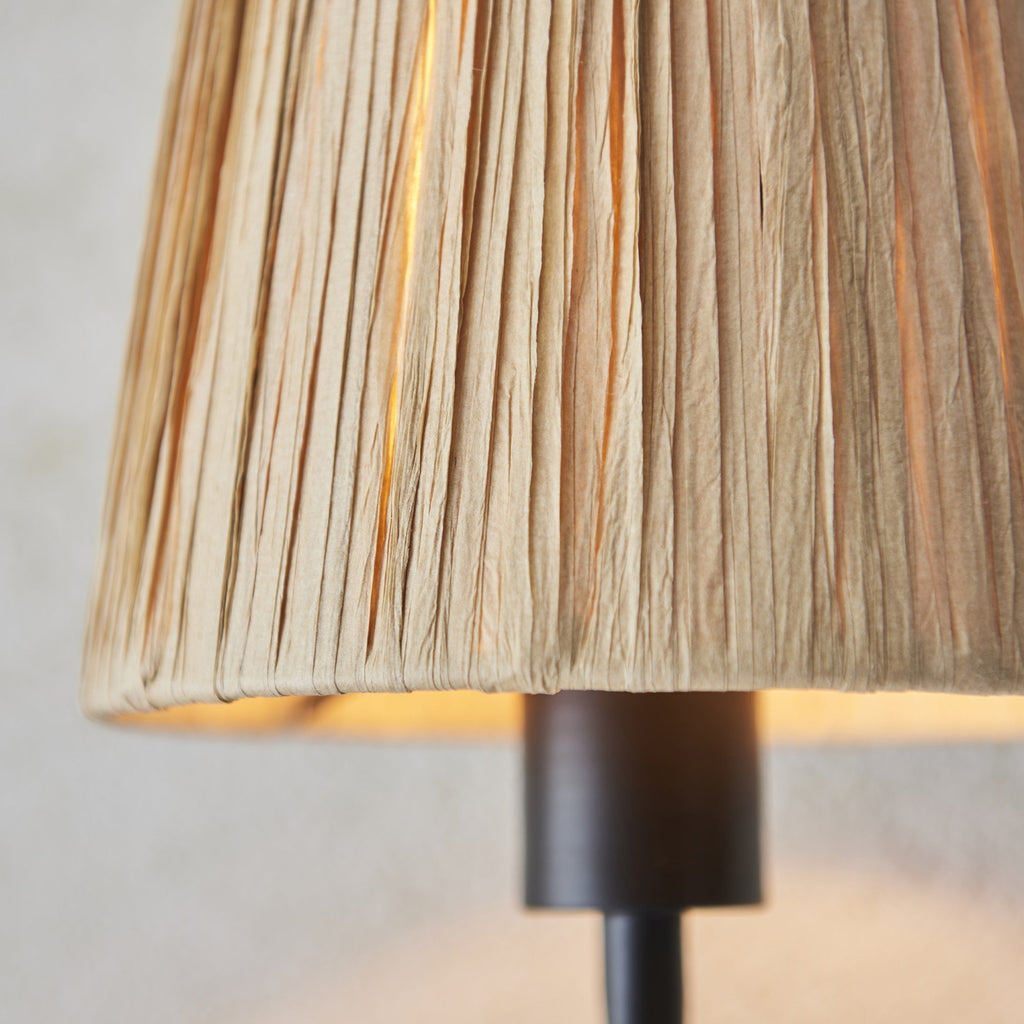 Wriggle Wall Light In Matt Black Finish With Raffia Shade 114226