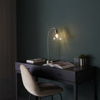 Hansen Retro Table Lamp In Bright Nickel Finish With Clear Glass Shade 97590