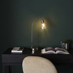 Hansen Retro Table Lamp In Bright Nickel Finish With Clear Glass Shade 97590