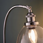 Hansen Retro Table Lamp In Bright Nickel Finish With Clear Glass Shade 97590