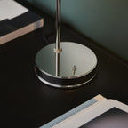 Hansen Retro Table Lamp In Bright Nickel Finish With Clear Glass Shade 97590