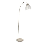 Hansen Retro Floor Lamp In Bright Nickel Finish With Clear Glass Shade 97591