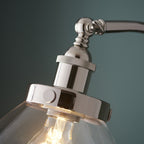 Hansen Retro Floor Lamp In Bright Nickel Finish With Clear Glass Shade 97591