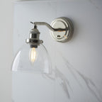 Hansen Retro Wall Light In Bright Nickel Finish With Clear Glass Shade 97589