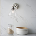 Hansen Retro Wall Light In Bright Nickel Finish With Clear Glass Shade 97589