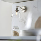 Hansen Retro Wall Light In Bright Nickel Finish With Clear Glass Shade 97589