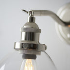 Hansen Retro Wall Light In Bright Nickel Finish With Clear Glass Shade 97589