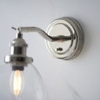 Hansen Retro Wall Light In Bright Nickel Finish With Clear Glass Shade 97589