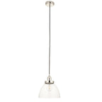 Hansen Retro Ceiling Pendant Light In Bright Nickel Finish With Clear Glass Shade 97588