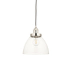 Hansen Retro Ceiling Pendant Light In Bright Nickel Finish With Clear Glass Shade 97588
