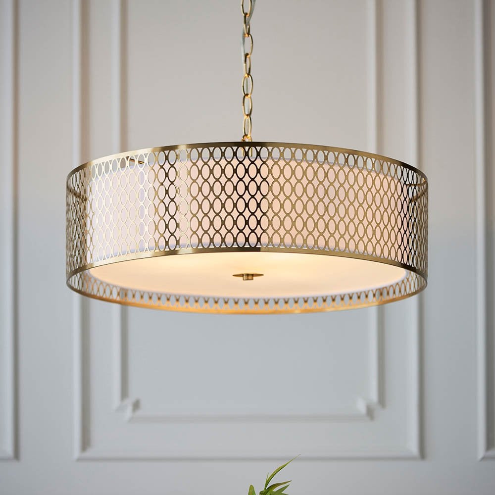 Cordero Stylish 3 Light Ceiling Pendant In Gold Finish With Glass Diffuser 101569