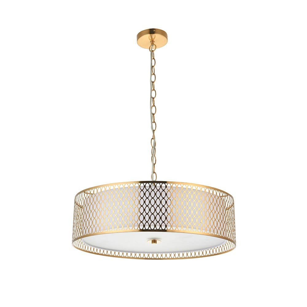 Cordero Stylish 3 Light Ceiling Pendant In Gold Finish With Glass Diffuser 101569