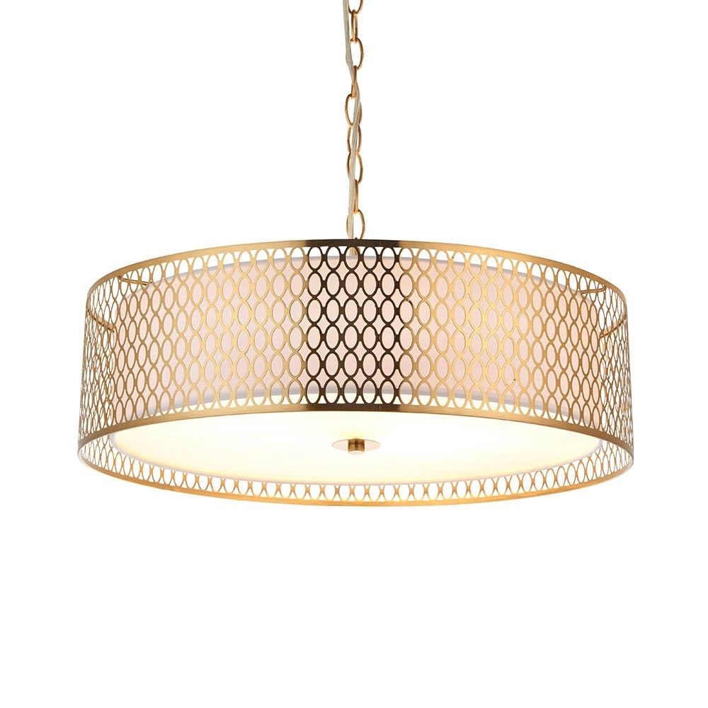 Cordero Stylish 3 Light Ceiling Pendant In Gold Finish With Glass Diffuser 101569