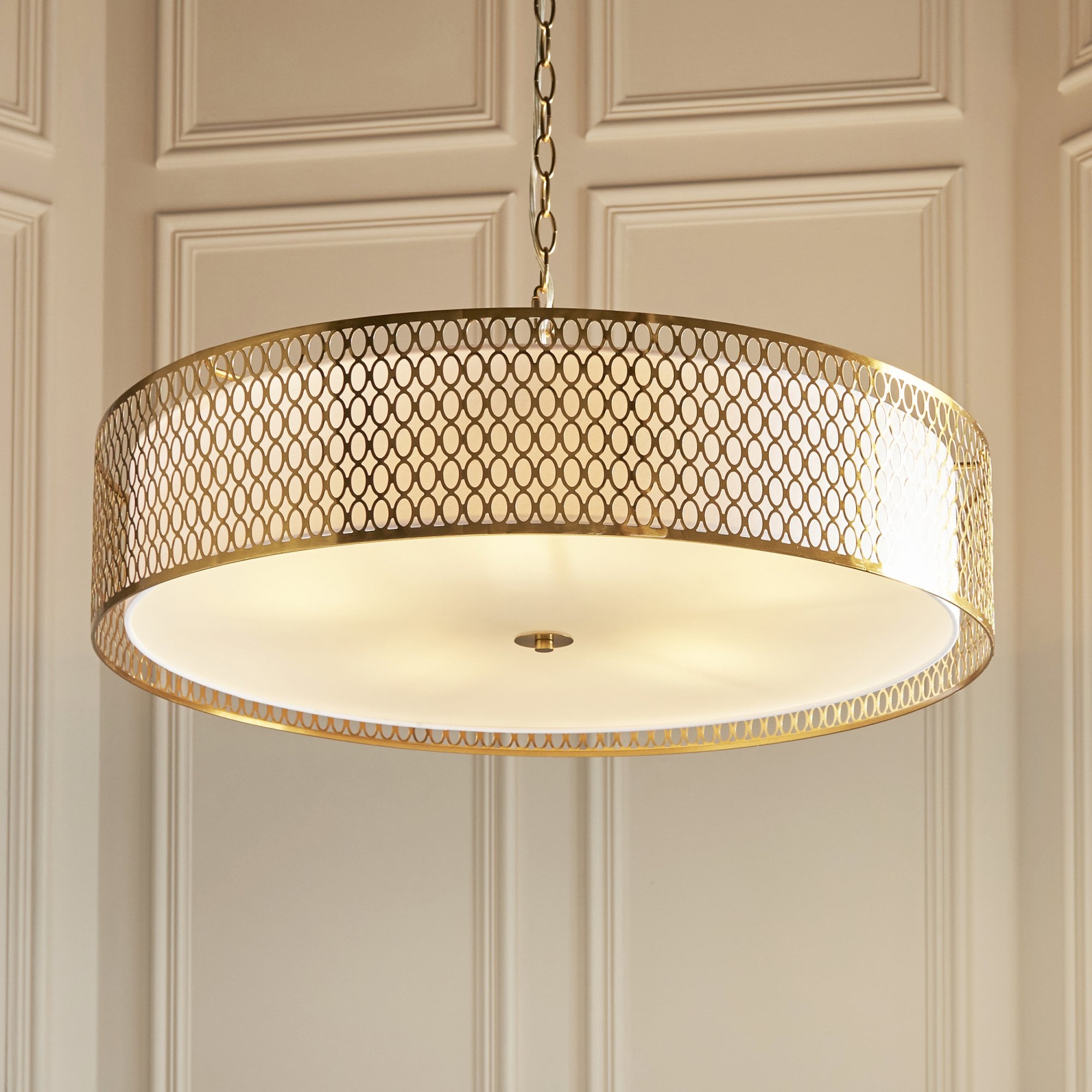 Cordero Stylish 5 Light Ceiling Pendant In Gold Finish With Glass Diffuser 113421